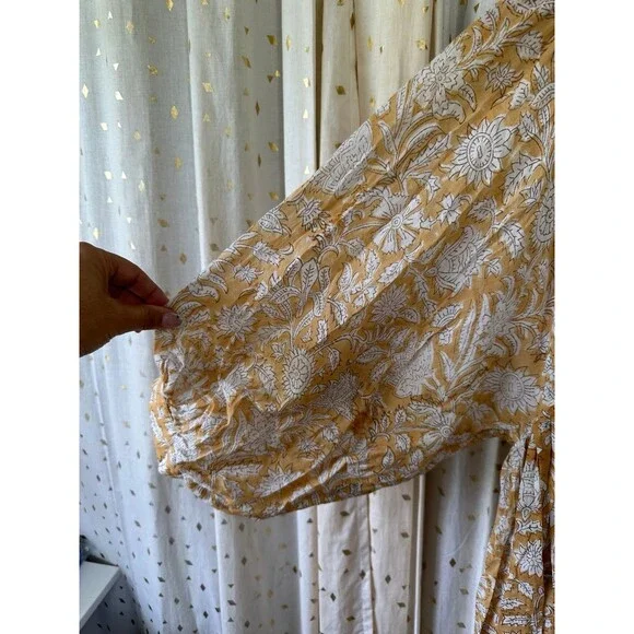 Daughters Of India 100% Cotton Kyra Cumin Paisley Semi Sheer Mini Dress XS - Picture 6 of 10